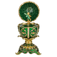 Fabergé-Stil Ei Spieluhr Schmuckkästchen mit Feenfigur 12,5 cm grün