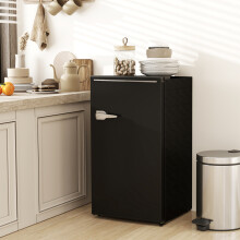 (Black) HOMCOM 85L Freestanding Under Counter Fridge with Chiller Box