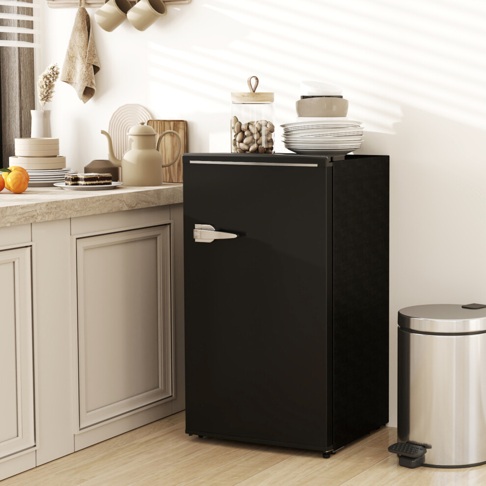 (Black) HOMCOM 85L Freestanding Under Counter Fridge with Chiller Box