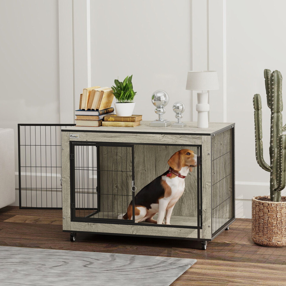 PawHut Dog Crate Furniture on Wheels, for Medium Dogs