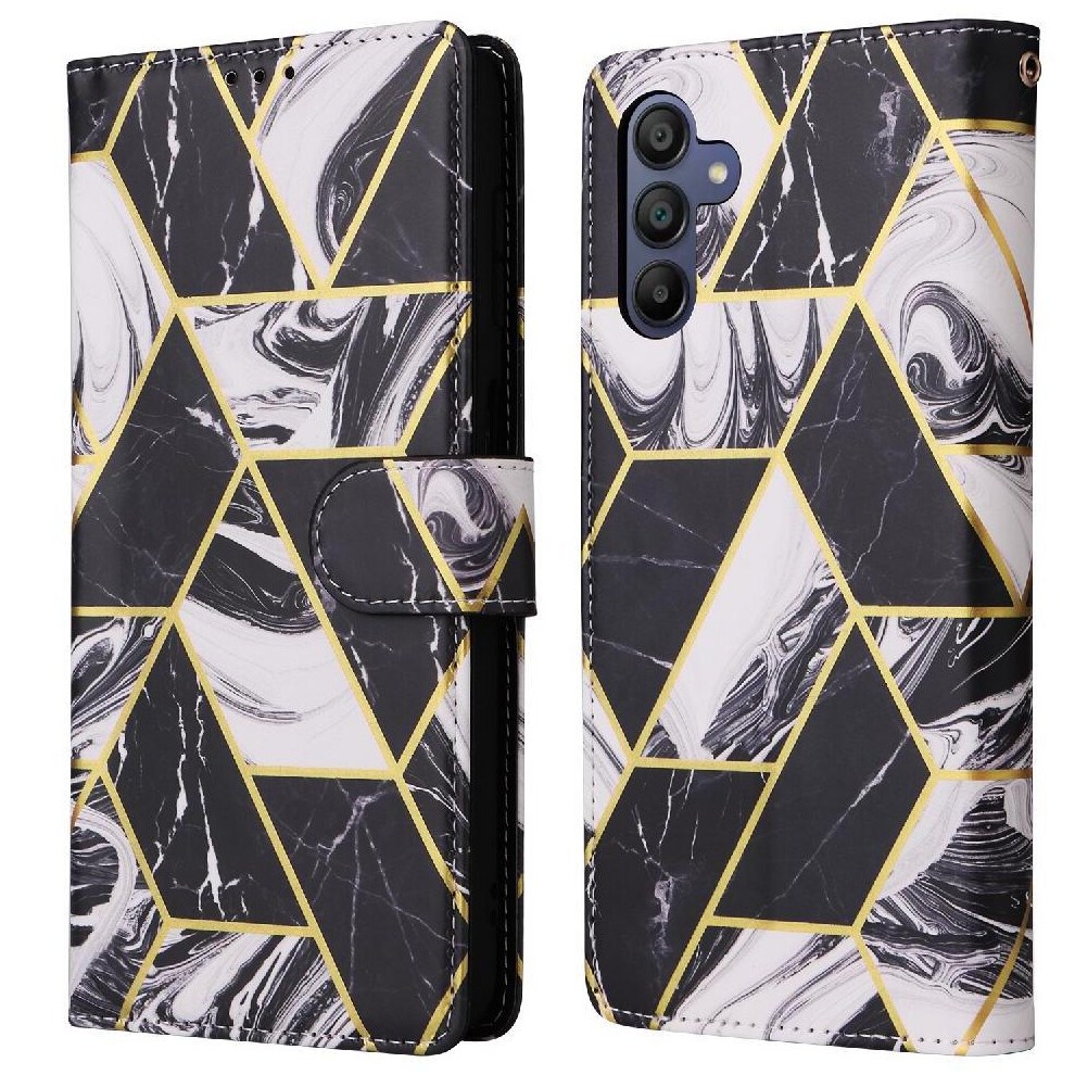 (Black) Wallet Case For Samsung Galaxy A16 Wrist Strap Kickstand Magnetic Closure Pu Leather Wallet Case Black 764544200356
