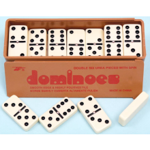 New Double Six Dominoes with Spinners in the Box with Slide Lid Ivory Dominos