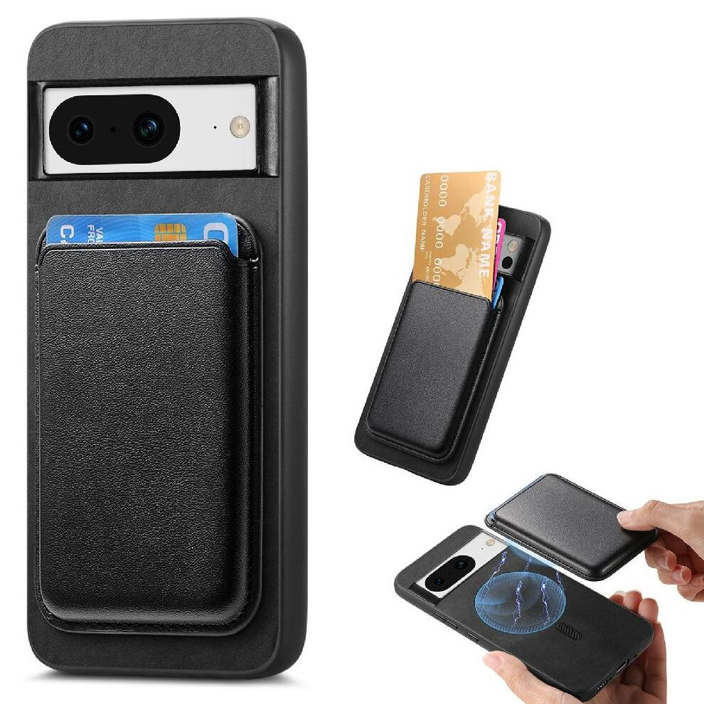 (Black) Case For Google Pixel 8A Cardholder Strong Magnetic Attraction Detachable Cardholder Black 764544201926