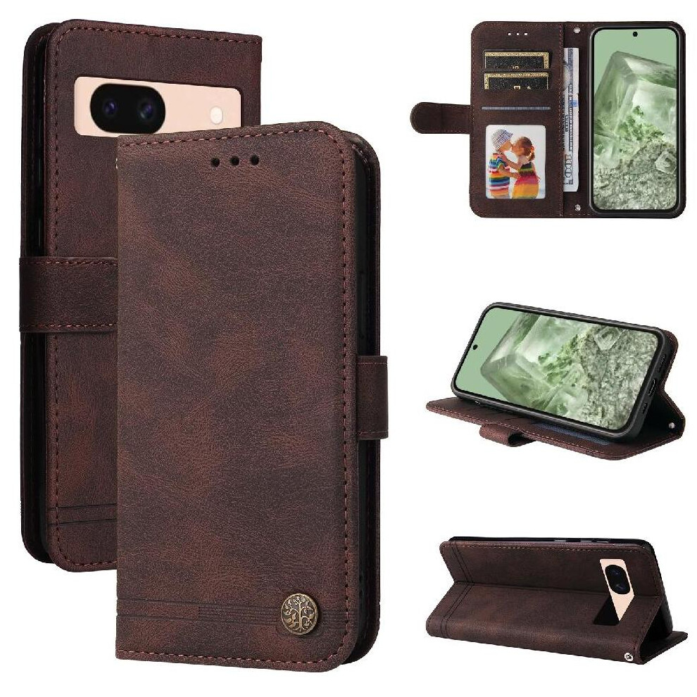 (Brown) Case For Google Pixel 8A Leather Card Slot Holders Protective Cover Brown 764544202091