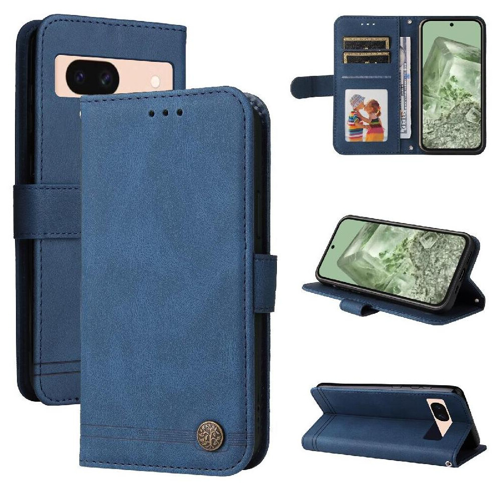 (Blue) Case For Google Pixel 8A Leather Card Slot Holders Protective Cover Blue 764544202114