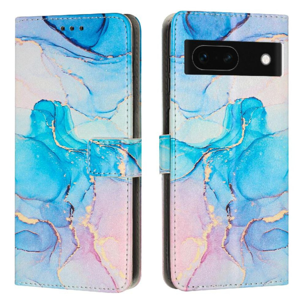 (Soft ) Flip Case For Google Pixel 8A Wallet Case Buckle Flap Painted Marble Card Insertion Green 764544202398