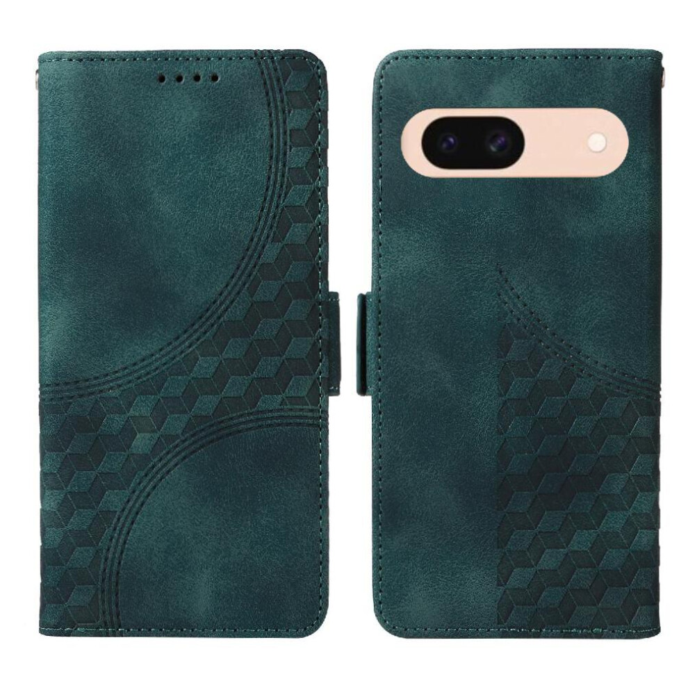 (Green) Case For Google Pixel 8A Protective Cover Quilted Pattern Leather Card Slot Holders Green 764544202633