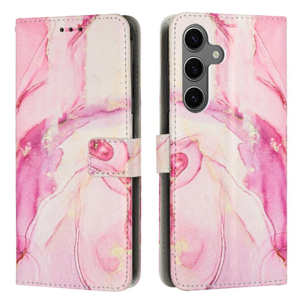 (Rose ) Flip Case For Samsung Galaxy A16 Buckle Flap Painted Marble Card Insertion Wallet Case Gold 764544202855