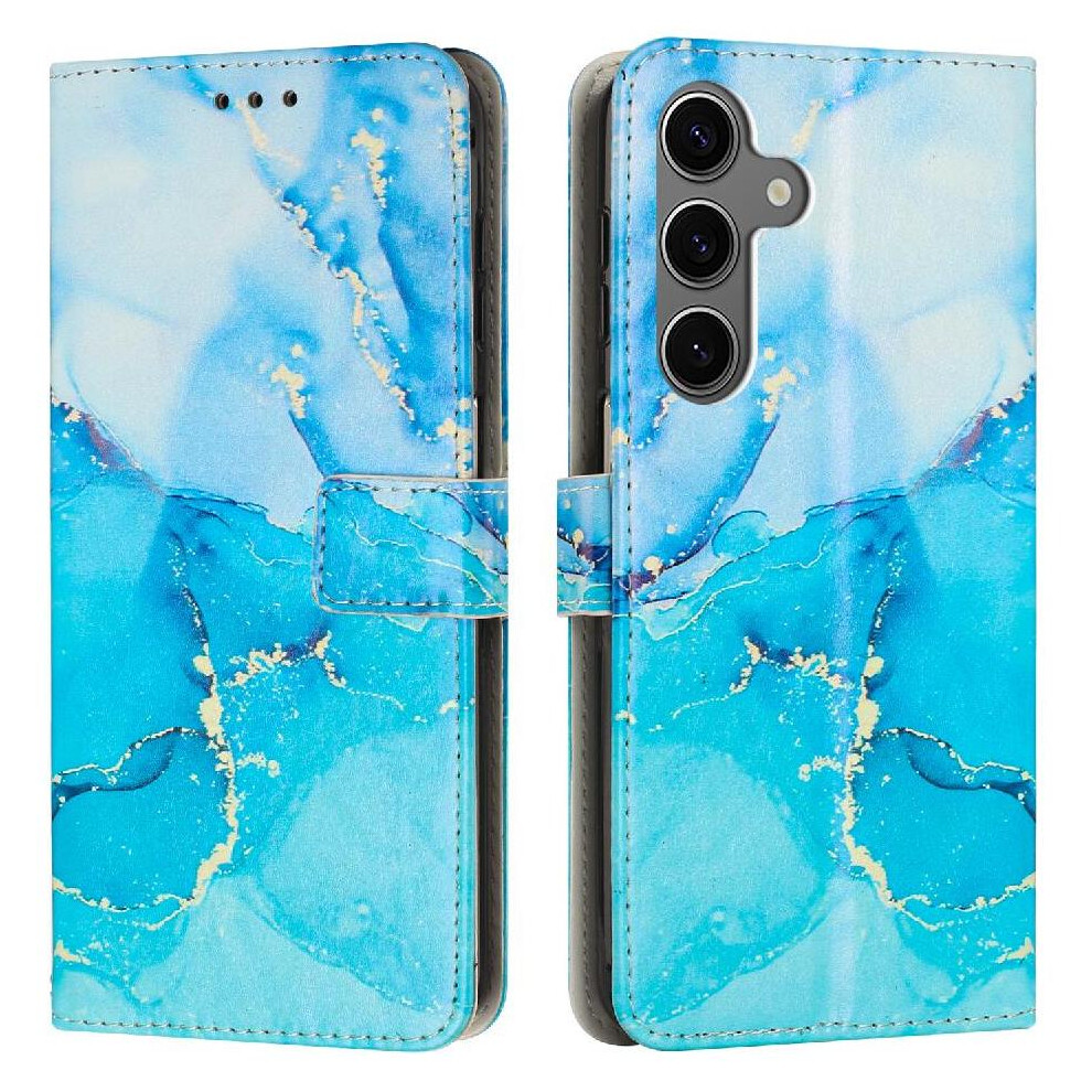(Bluish ) Flip Case For Samsung Galaxy A16 Buckle Flap Painted Marble Card Insertion Wallet Case Green 764544202879