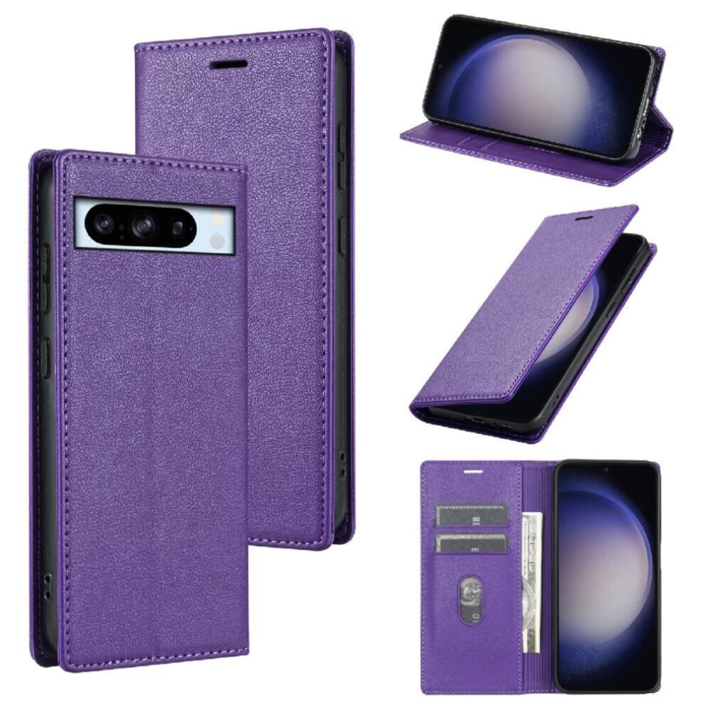 (Purple) Business Style Case For Google Pixel 7A Shockproof Flip Case Kickstand Card Holder Magnetic Closure Purple 764544202961