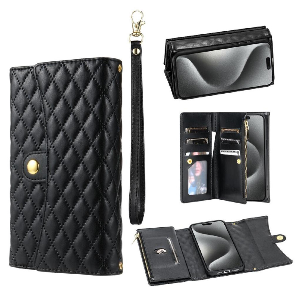 Gangxun (Black) Wallet Case For Google Pixel 7A Wrist Strap 7 Card Holder Pu Leather Protective Cover Shockproof Black
