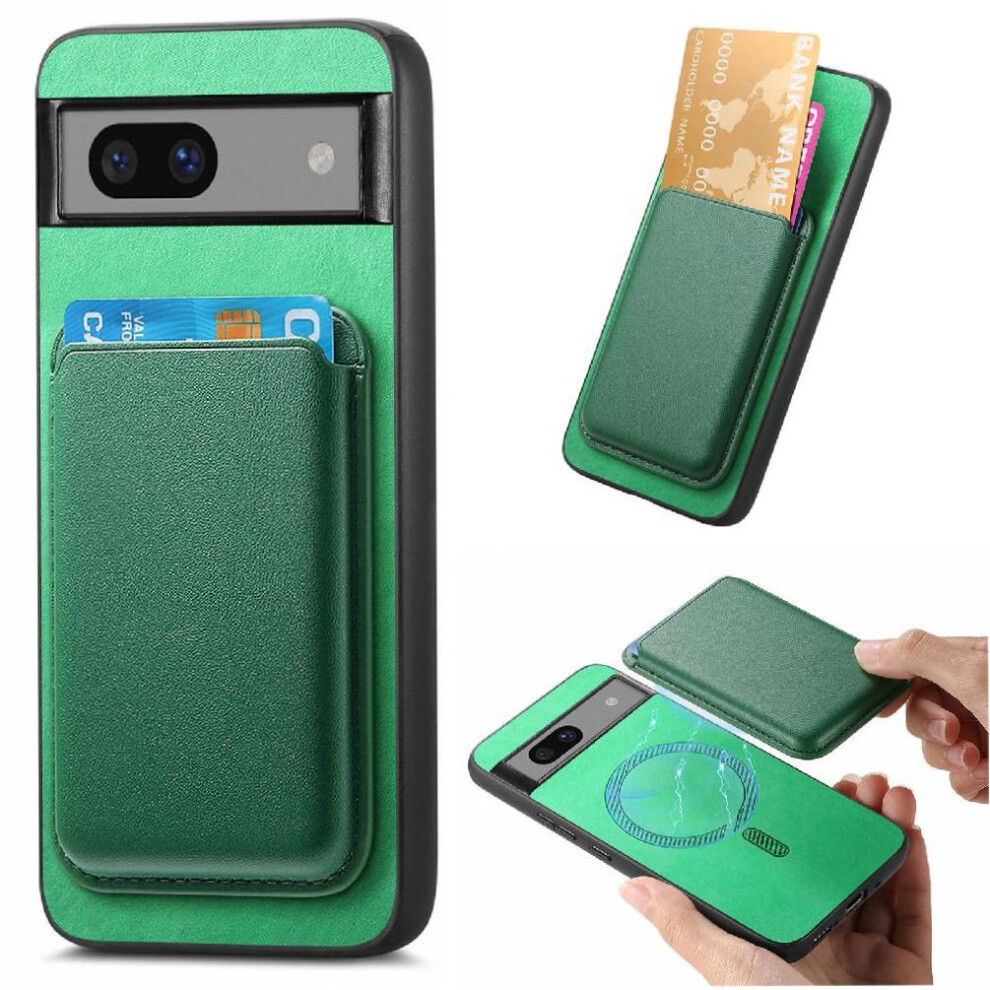 (Green) Case For Google Pixel 7A Strong Magnetic Attraction Cardholder Cardholder Detachable Green 764544204538