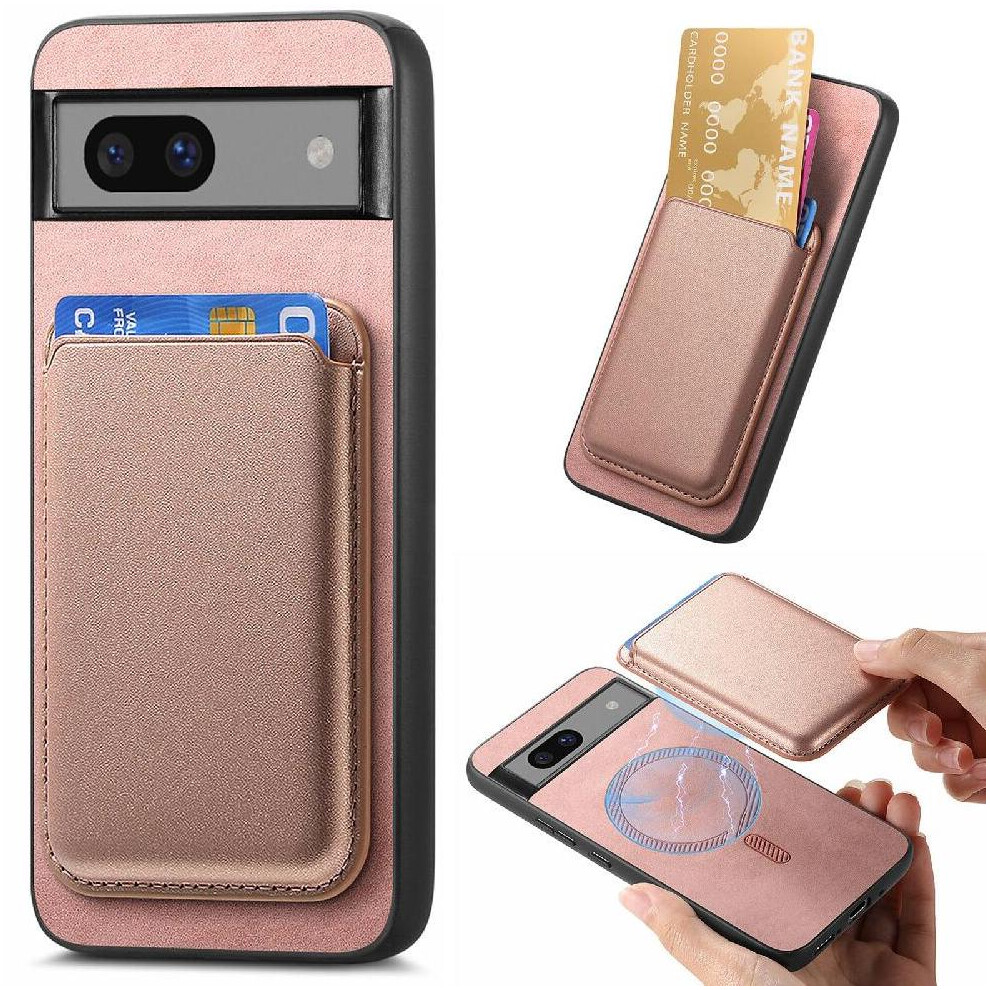 (Pink) Case For Google Pixel 7A Strong Magnetic Attraction Cardholder Cardholder Detachable Pink 764544204514