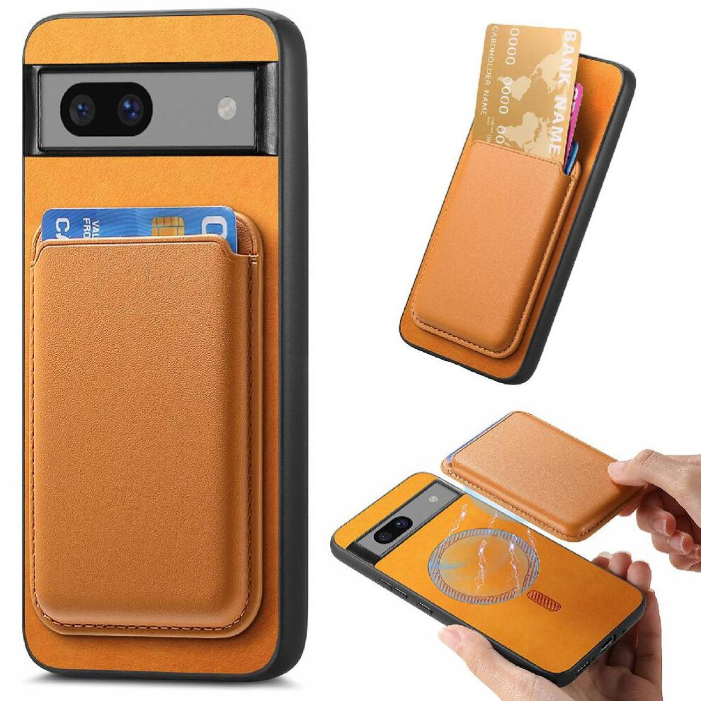 (Yellow) Case For Google Pixel 7A Strong Magnetic Attraction Cardholder Cardholder Detachable Yellow 764544204491