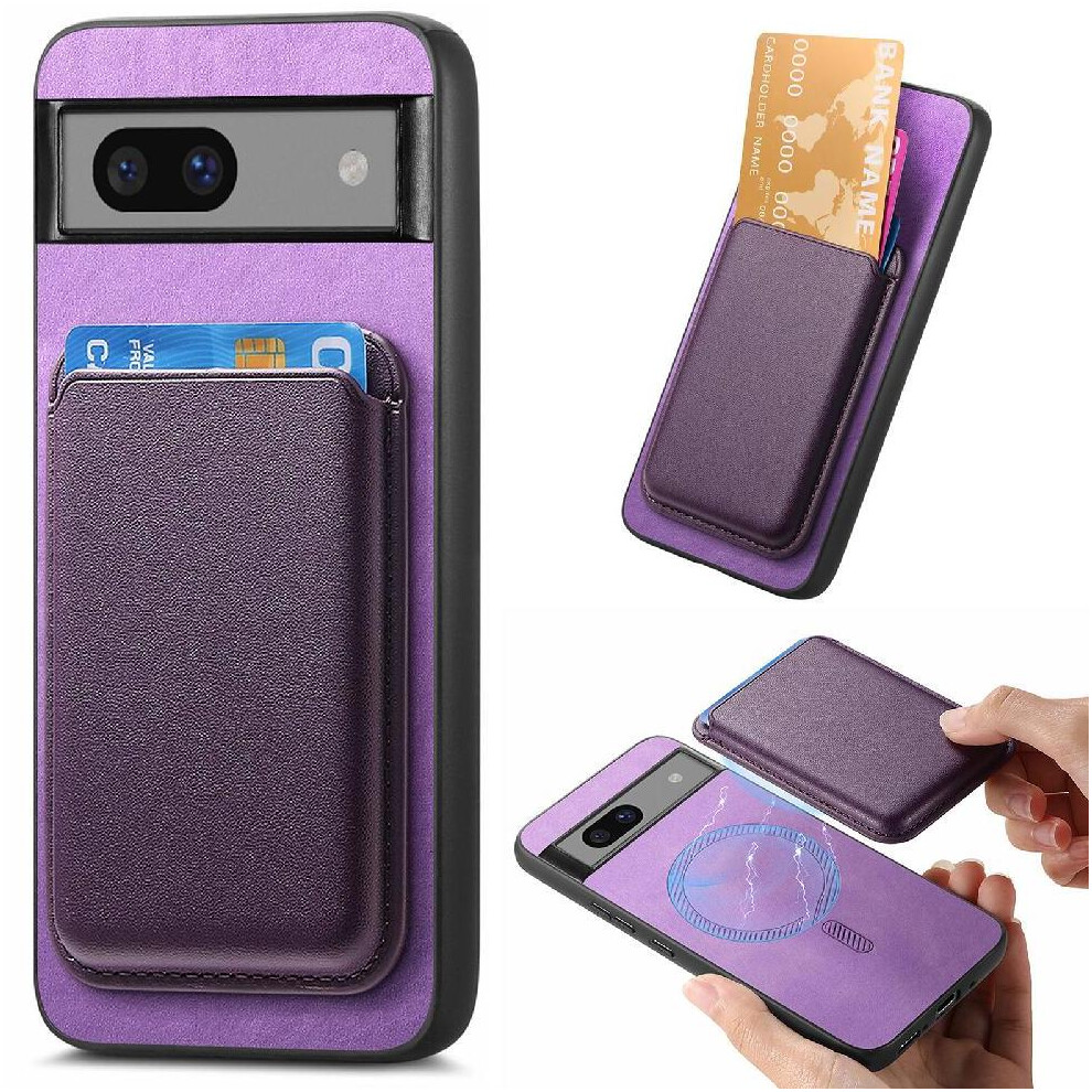 (Purple) Case For Google Pixel 7A Strong Magnetic Attraction Cardholder Cardholder Detachable Purple 764544204521