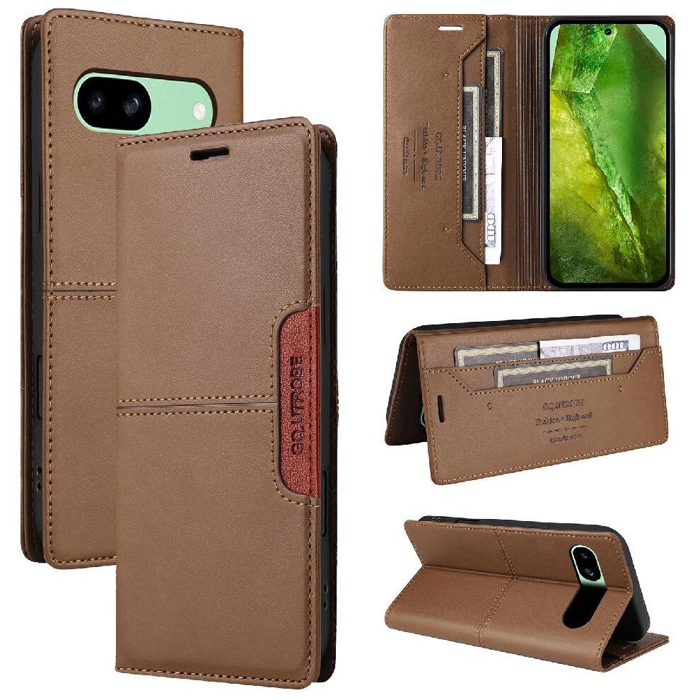 (Brown) Flip Case For Google Pixel 8A Shockproof Rfid Blocking Flip Cover Wallet Brown 764544204576