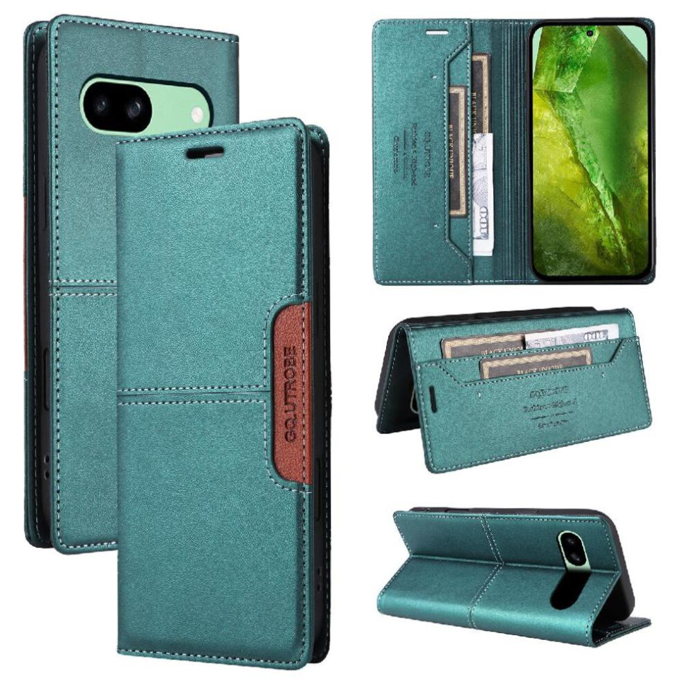 (Green) Flip Case For Google Pixel 8A Shockproof Rfid Blocking Flip Cover Wallet Green 764544204569