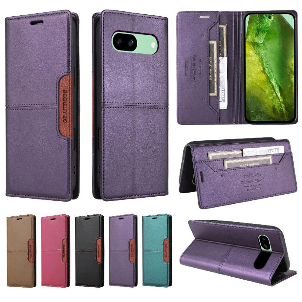 (Purple) Flip Case For Google Pixel 8A Shockproof Rfid Blocking Flip Cover Wallet Purple 764544204606