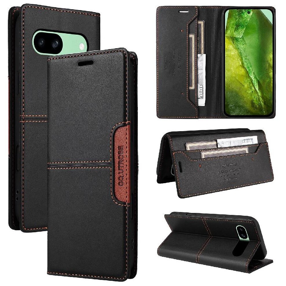 (Black) Flip Case For Google Pixel 8A Shockproof Rfid Blocking Flip Cover Wallet Black 764544204590