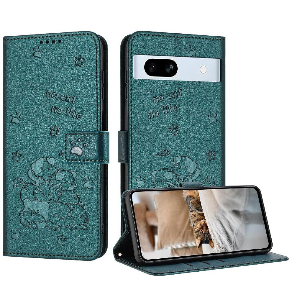 (C2) Flip Case For Google Pixel 7A Pu Leather Cute Cat Leather Wallet Card Holder Kickstand 764544205184