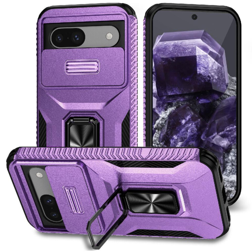 (Purple) Case For Google Pixel 8A Ring Hodler Lens Protection Car Magnet Shockproof Purple 764544205757