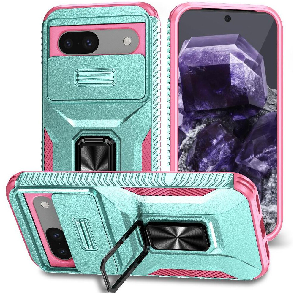 (Green) Case For Google Pixel 8A Ring Hodler Lens Protection Car Magnet Shockproof Green 764544205689