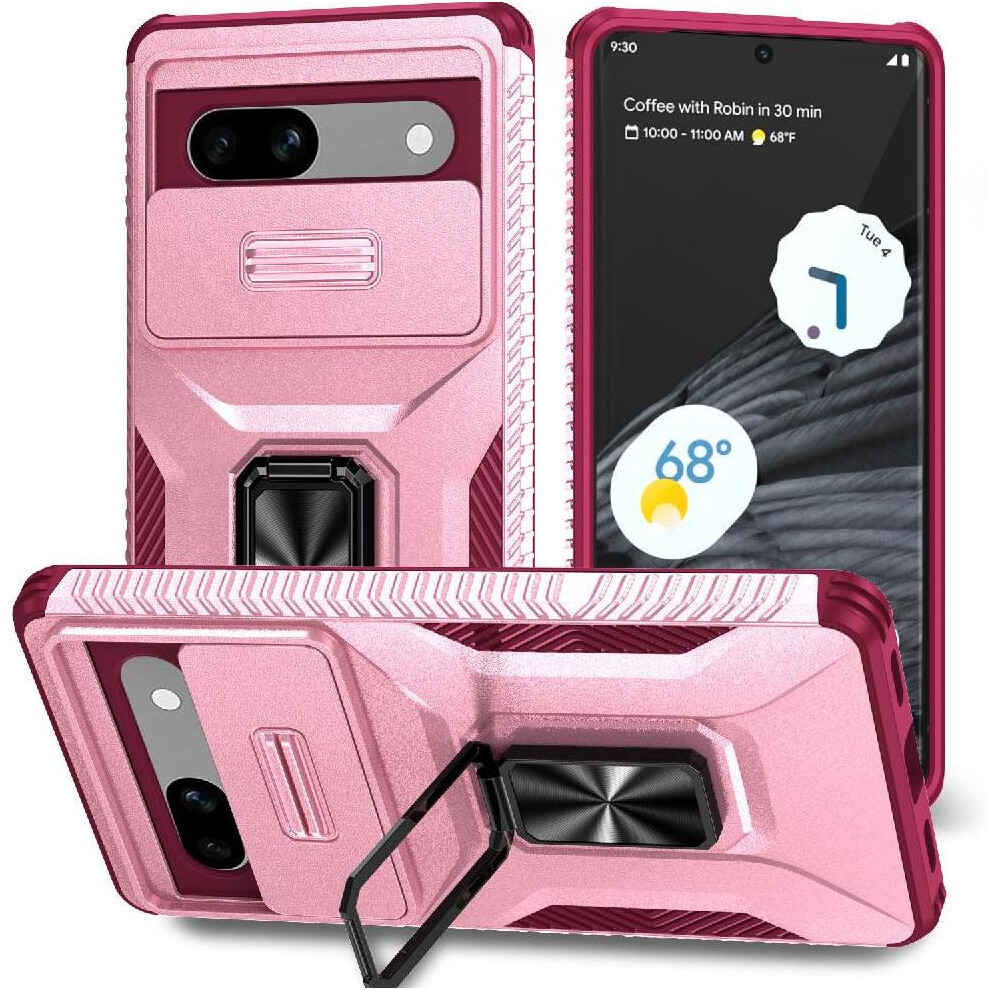 (Pink) Case For Google Pixel 7A Lens Protection Ring Hodler Car Magnet Shockproof Pink 764544205788