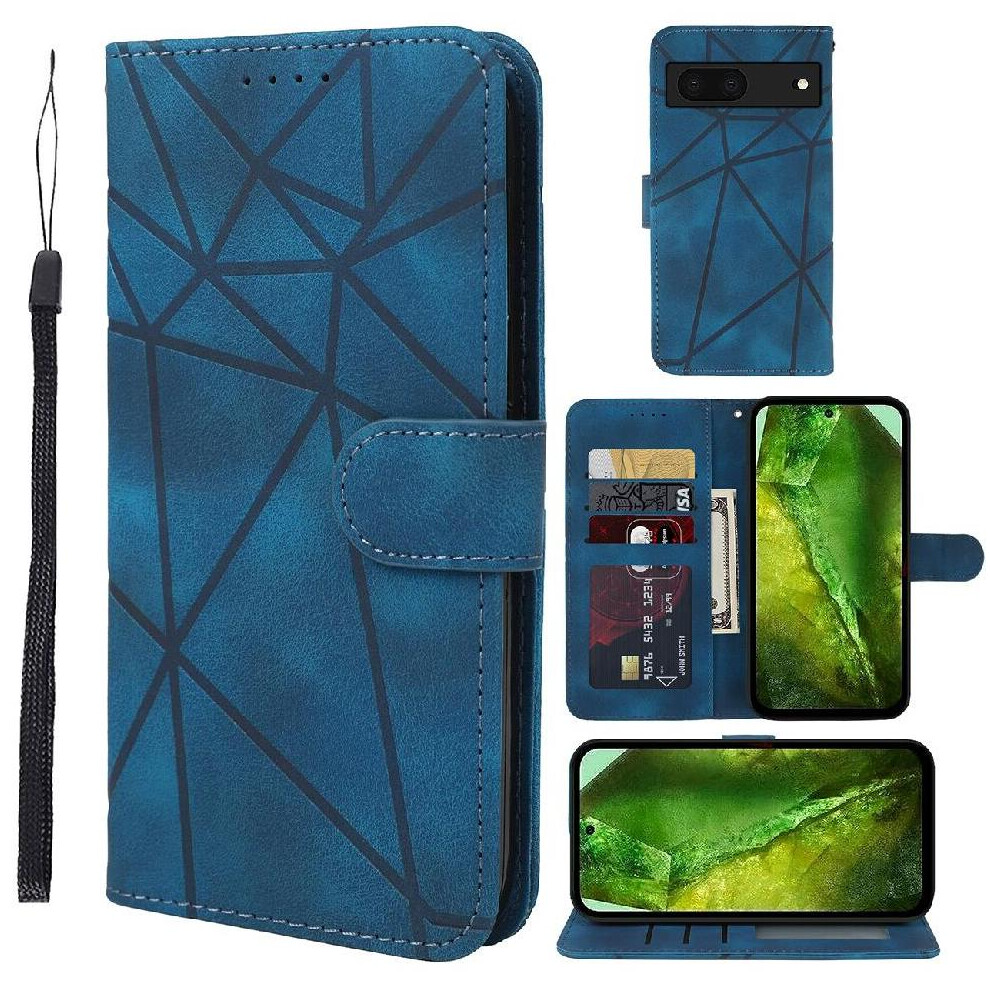 (Blue) Flip Case For Google Pixel 8A Flip Unisex Stand Card Slot Blue 764544205962