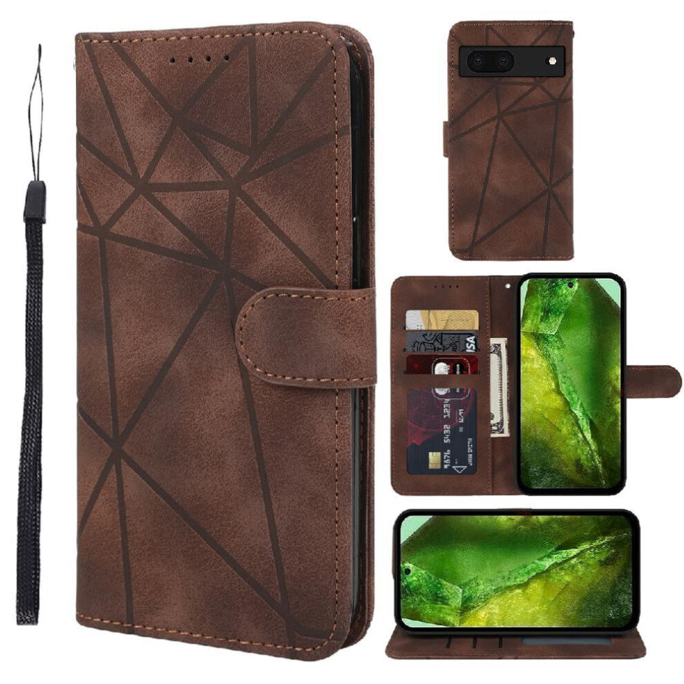 (Brown) Flip Case For Google Pixel 8A Flip Unisex Stand Card Slot Brown 764544205993
