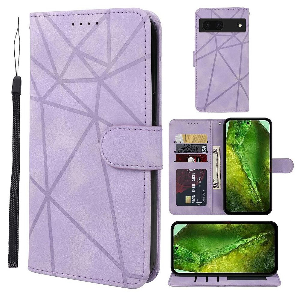 (Purple) Flip Case For Google Pixel 8A Flip Unisex Stand Card Slot Purple 764544205986