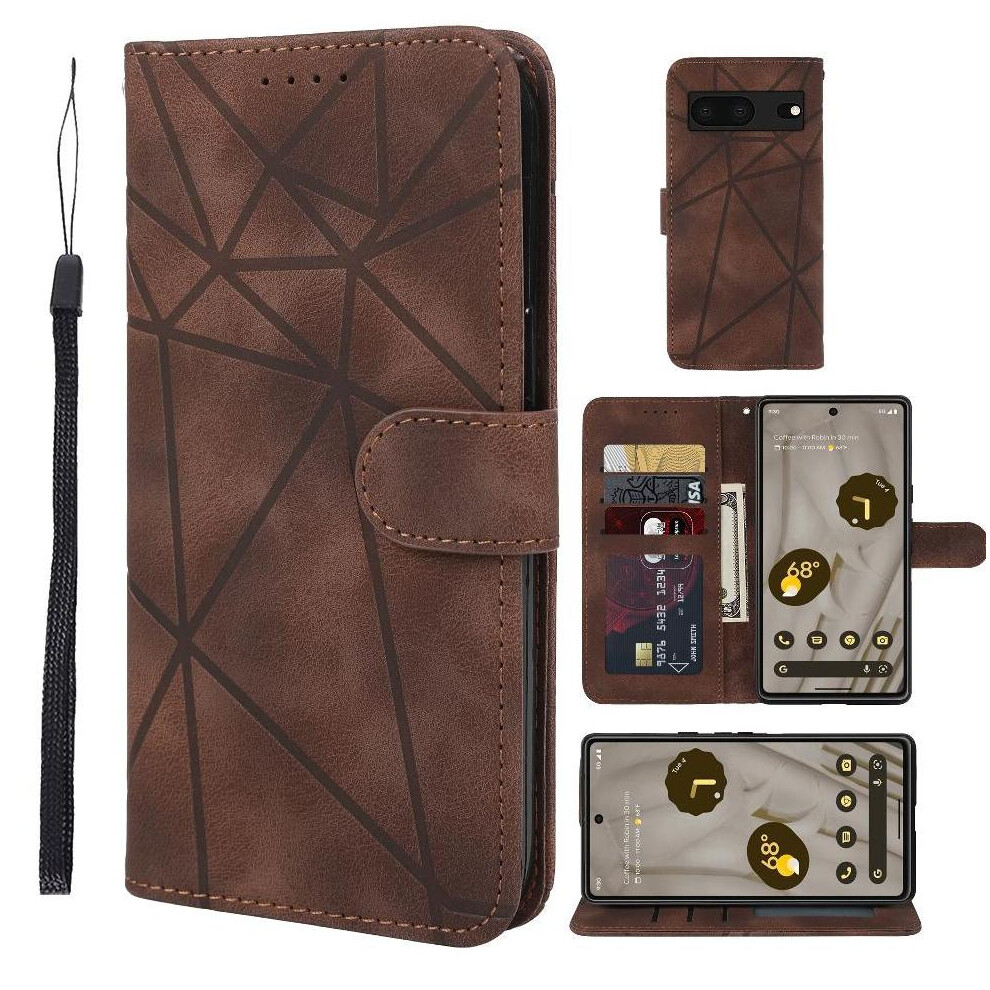 (Brown) Flip Case For Google Pixel 7A Card Slot Flip Unisex Stand Brown 764544206051