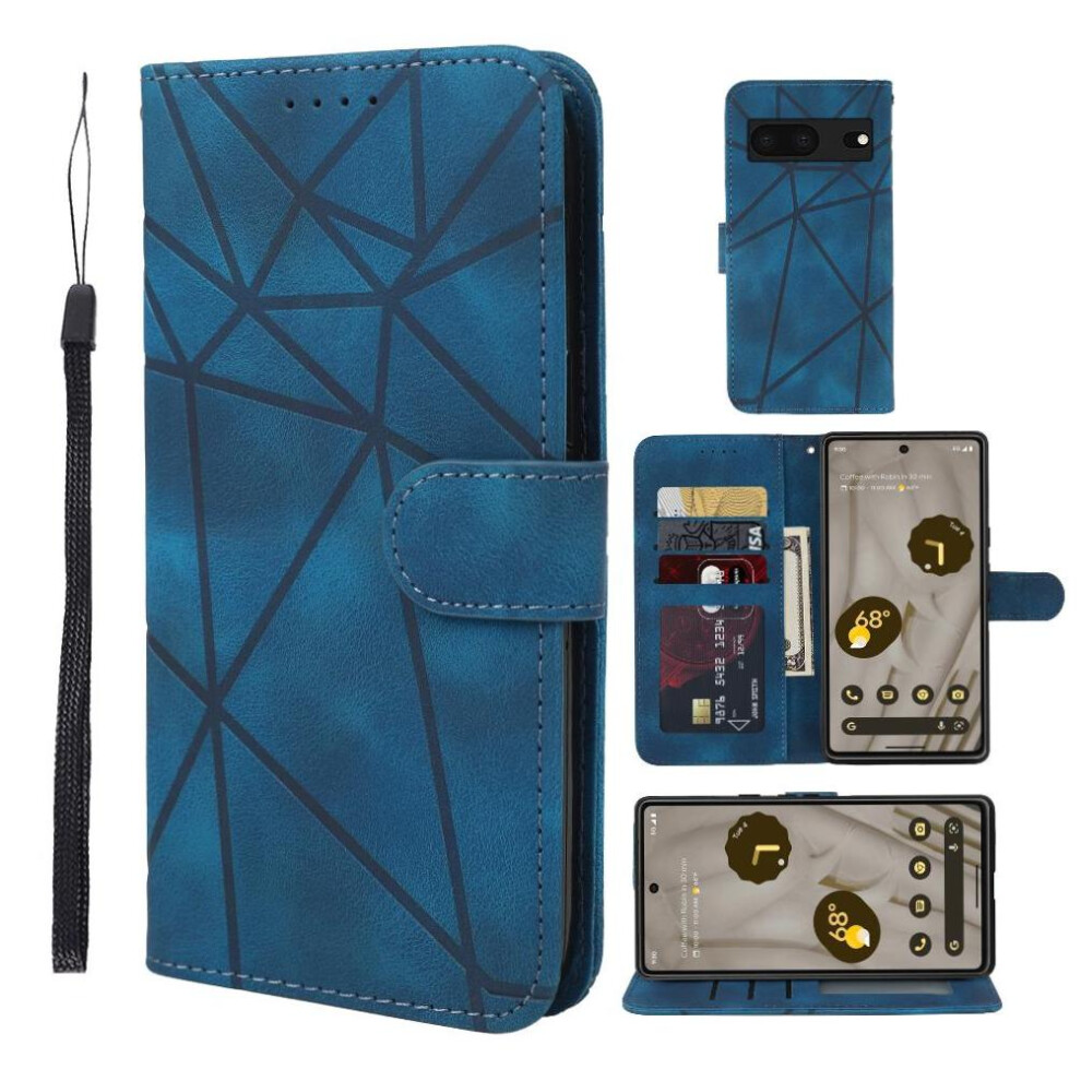 (Blue) Flip Case For Google Pixel 7A Card Slot Flip Unisex Stand Blue 764544206020