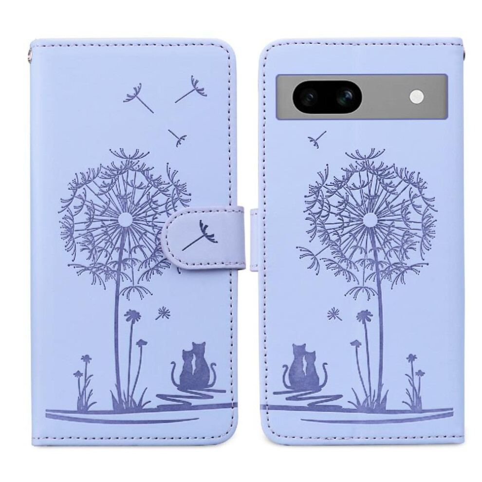 (Purple) Flip Case For Google Pixel 7A Kickstand Stand Three Card Slots Premium Leather Purple 764544206310