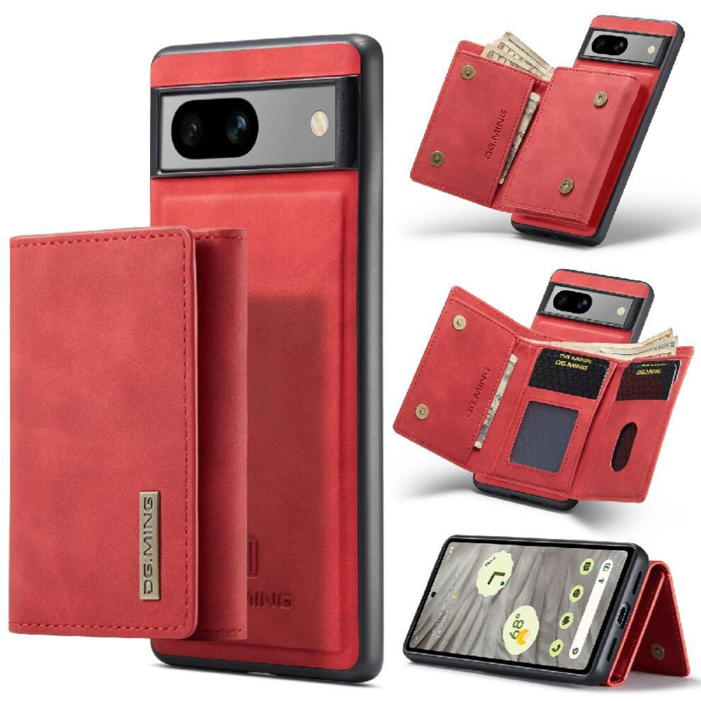 (Red) Wallet Case For Google Pixel 7A Card Slots Pu Leather Flip Kickstand Magnetic Protective Red 764544206358