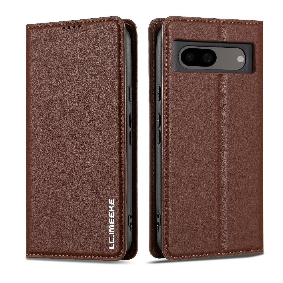 (Brown) Flip Case For Google Pixel 7A Thin Pu Leather Kickstand Card Holder Magnetic Wallet Brown 764544206389