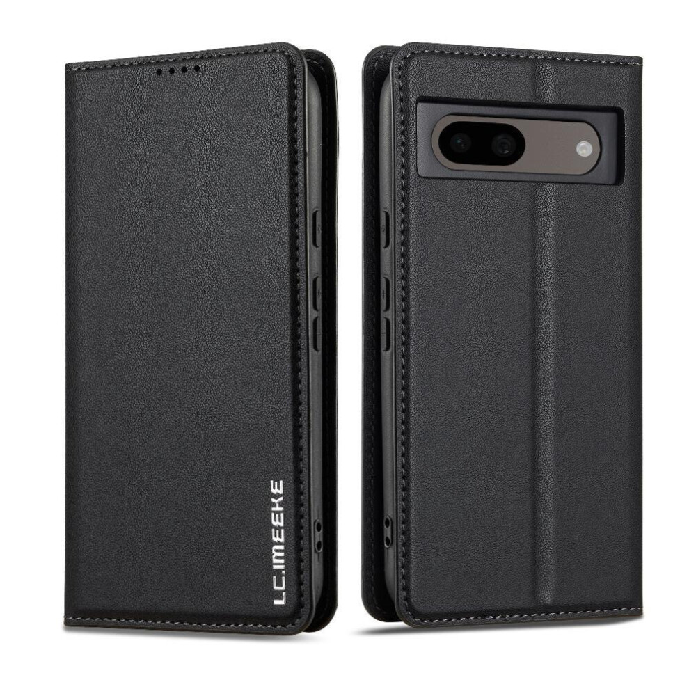 (Black) Flip Case For Google Pixel 7A Thin Pu Leather Kickstand Card Holder Magnetic Wallet Black 764544206426