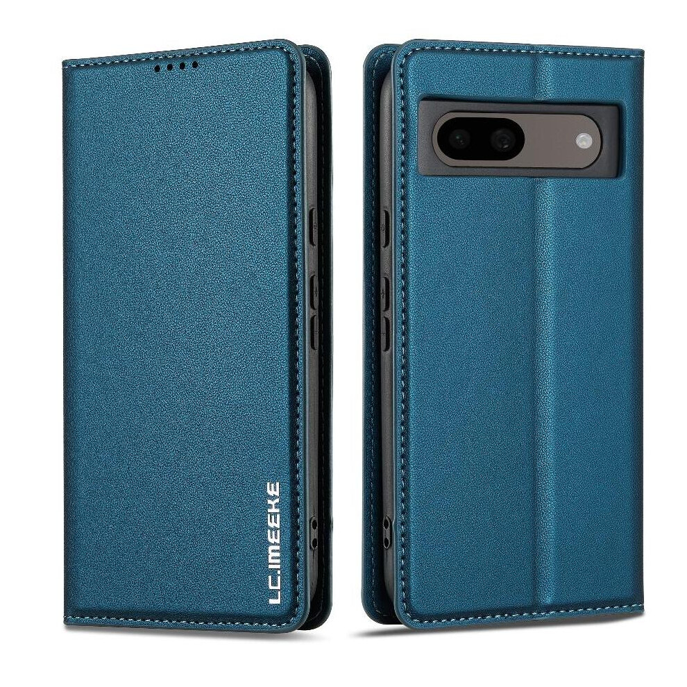 (Blue) Flip Case For Google Pixel 7A Thin Pu Leather Kickstand Card Holder Magnetic Wallet Blue 764544206402