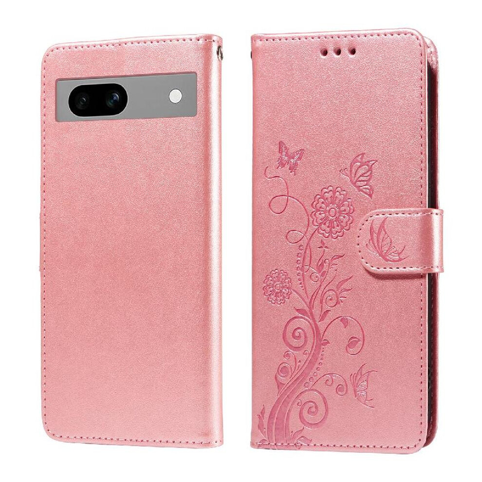 (Rose ) Flip Case For Google Pixel 7A Leather Cardslots Flower Flip Gold 764544206563