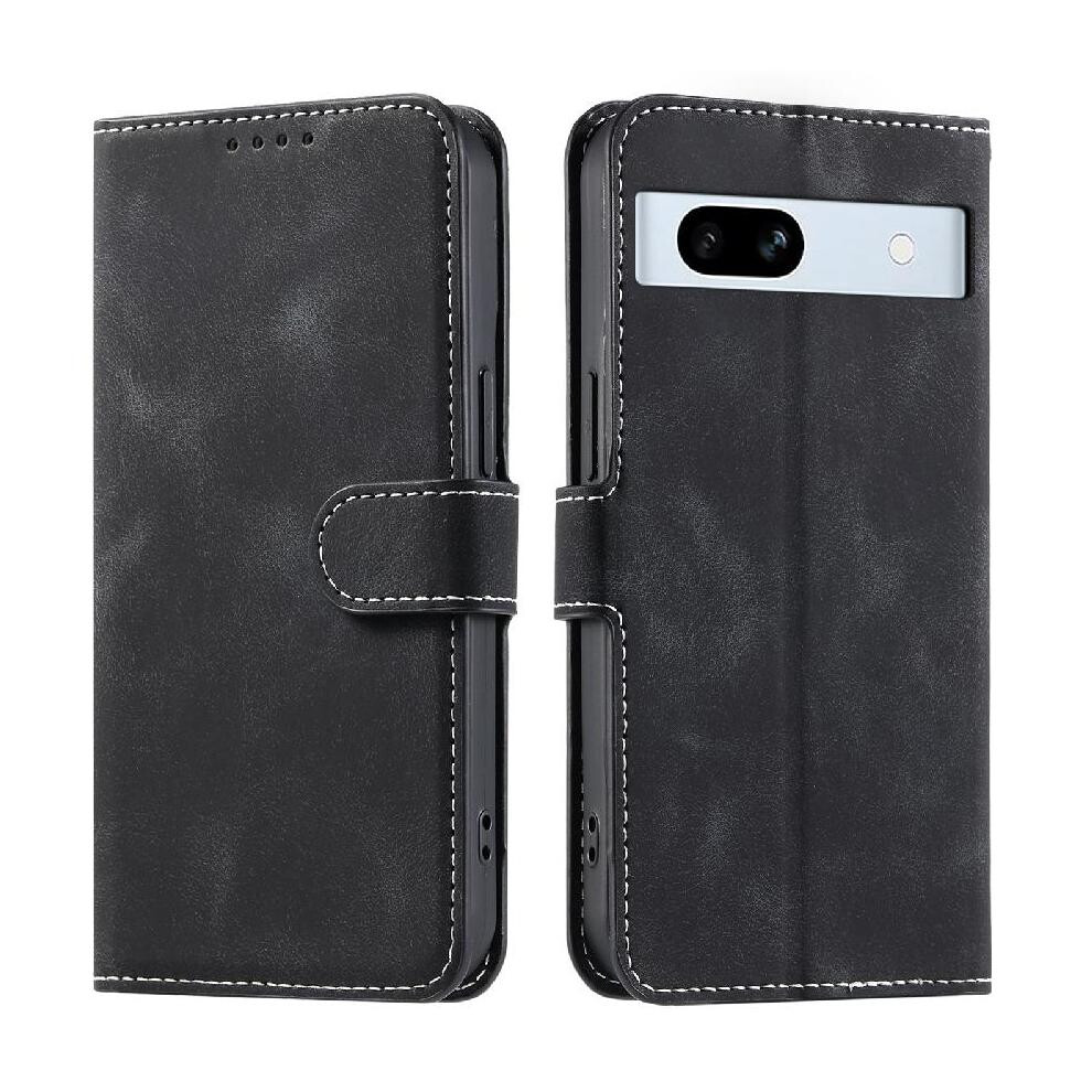 (Black) Flip Case For Google Pixel 7A Wallet Card Slots Magnetic Pu Leather Wrist Strap Kickstand Black 764544206693