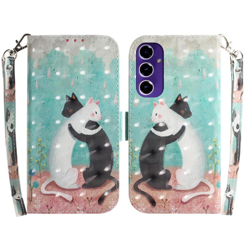 (C9 ) 3D Painted Protective Case For Samsung Galaxy A16 Pu Leather Magnetic Closure Card Slots Wallet Lanyard 764544207454