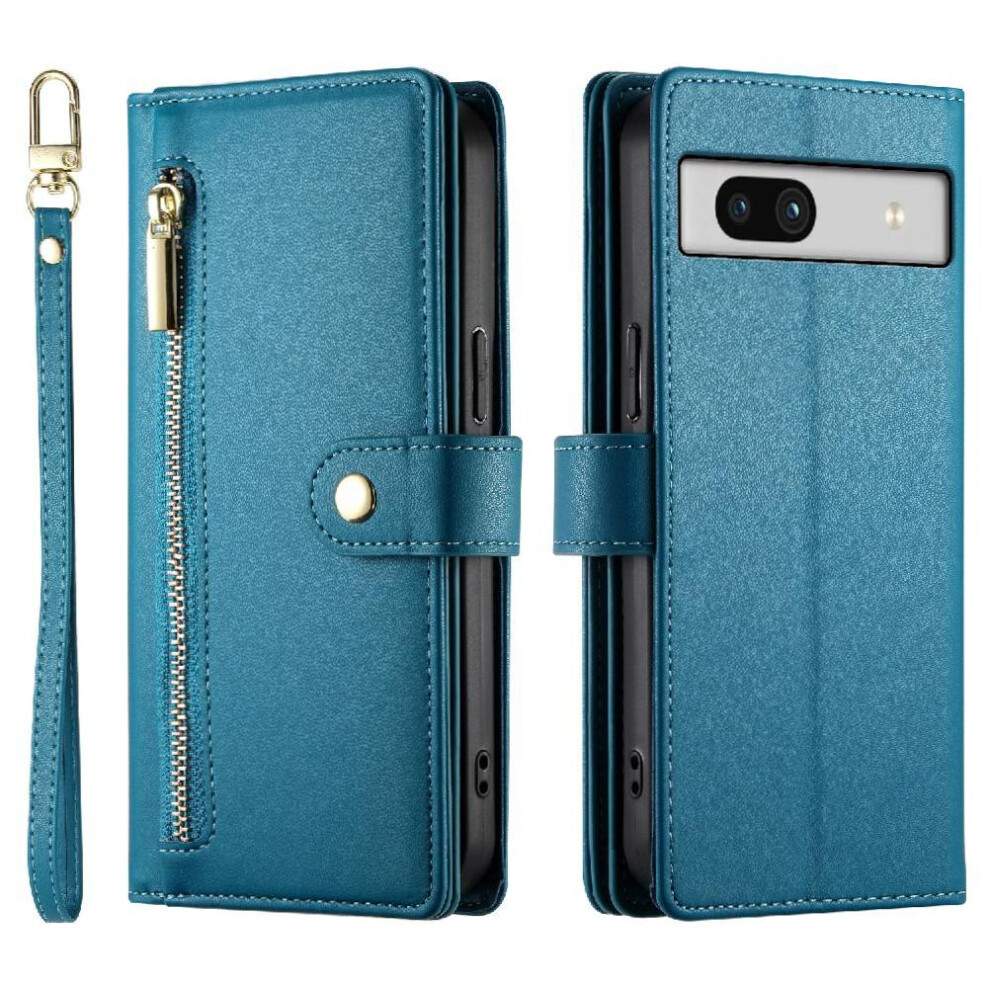 (Blue) Flip Case For Google Pixel 7A Stand Multifunctional Wallet Crossbody Strap Business Blue 764544207768