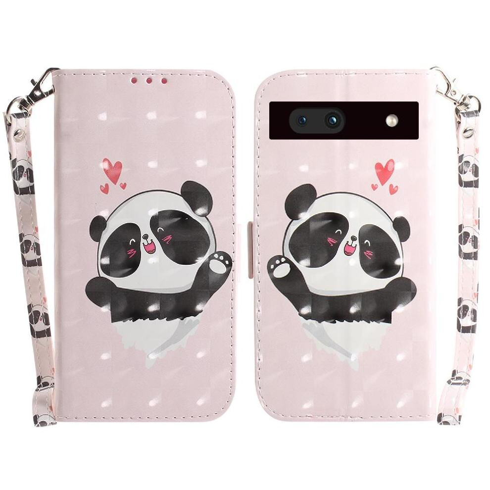 (C7 ) 3D Painted Protective Case For Google Pixel 7A Pu Leather Card Slots Wallet Magnetic Closure Lanyard 764544207836