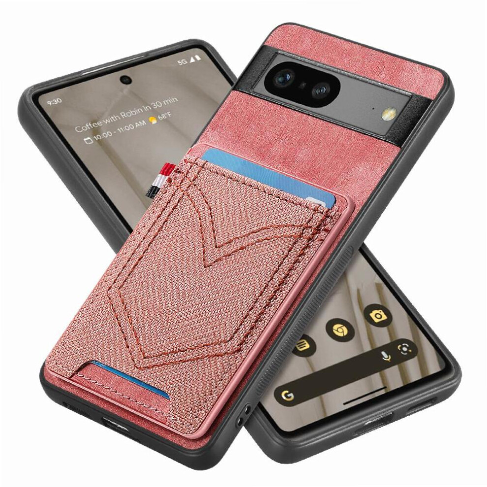 (Pink) Case For Google Pixel 7A Crad Slot Magnetic Car Mount Jeans Pocket Design Pink 764544207980