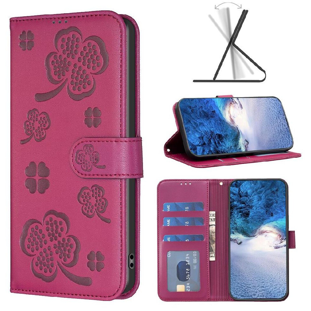 (Red) Flip Case For Google Pixel 7A Pu Leather Wallet Card Slots Holder Kickstand Multi-Color Clover Flower Red 764544208390