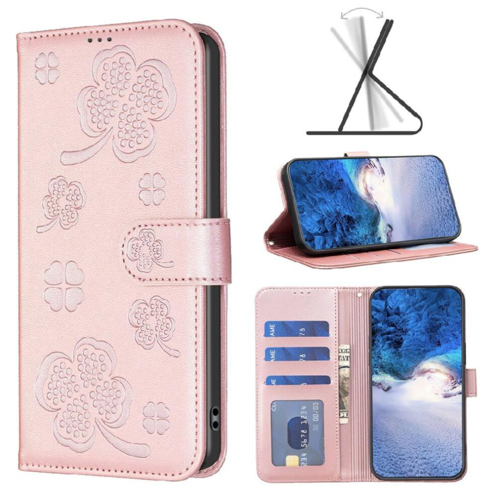(Pink) Flip Case For Google Pixel 7A Pu Leather Wallet Card Slots Holder Kickstand Multi-Color Clover Flower Pink 764544208444