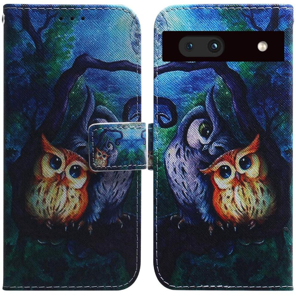 (C2) Flip Case For Google Pixel 7A Card Slots Pu Leather Painted Magnetic Closure Wallet 764544208314
