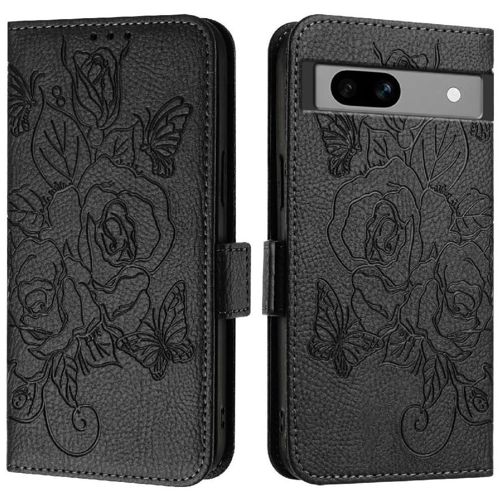 (Black) Case For Google Pixel 7A Pu Leather Magnetic Wallet With Credit Card Slot Black 764544208208