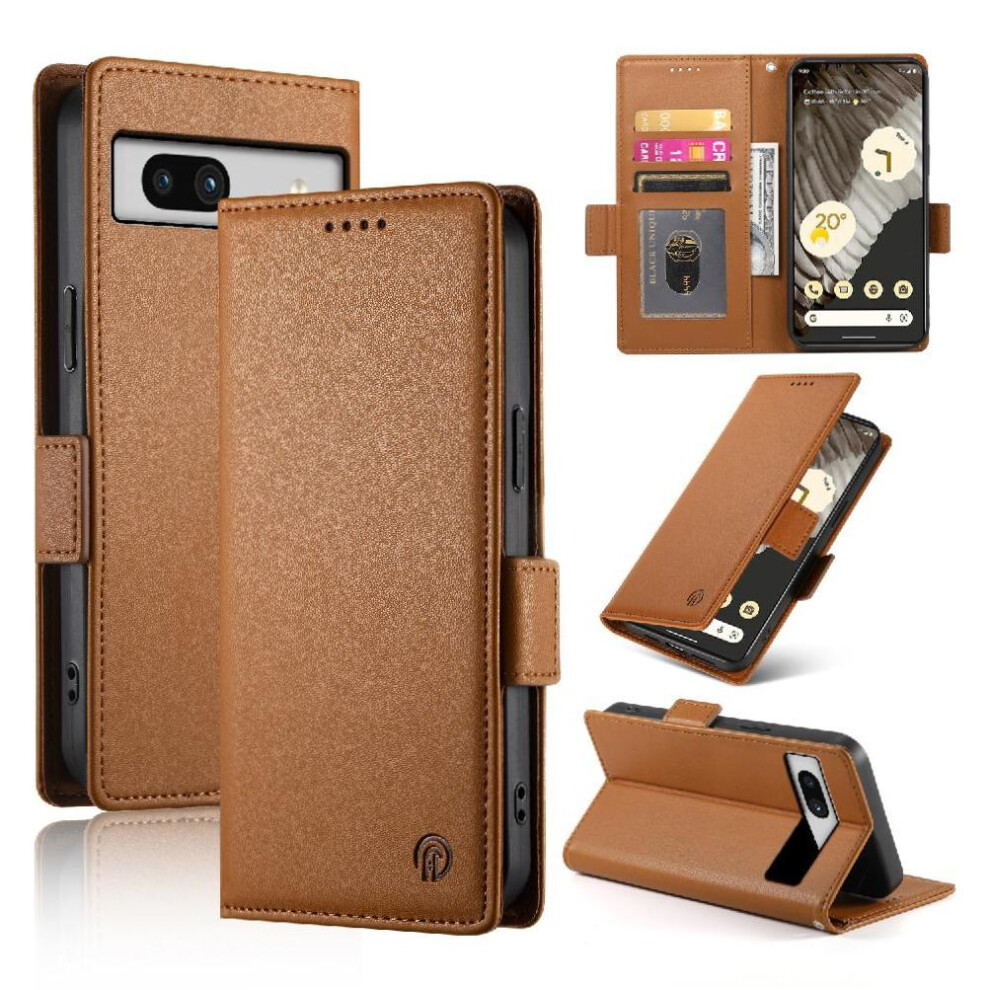 (Brown) Flip Case For Google Pixel 7A Daily Use Business Flip Wallet Card Slots Brown 764544208758
