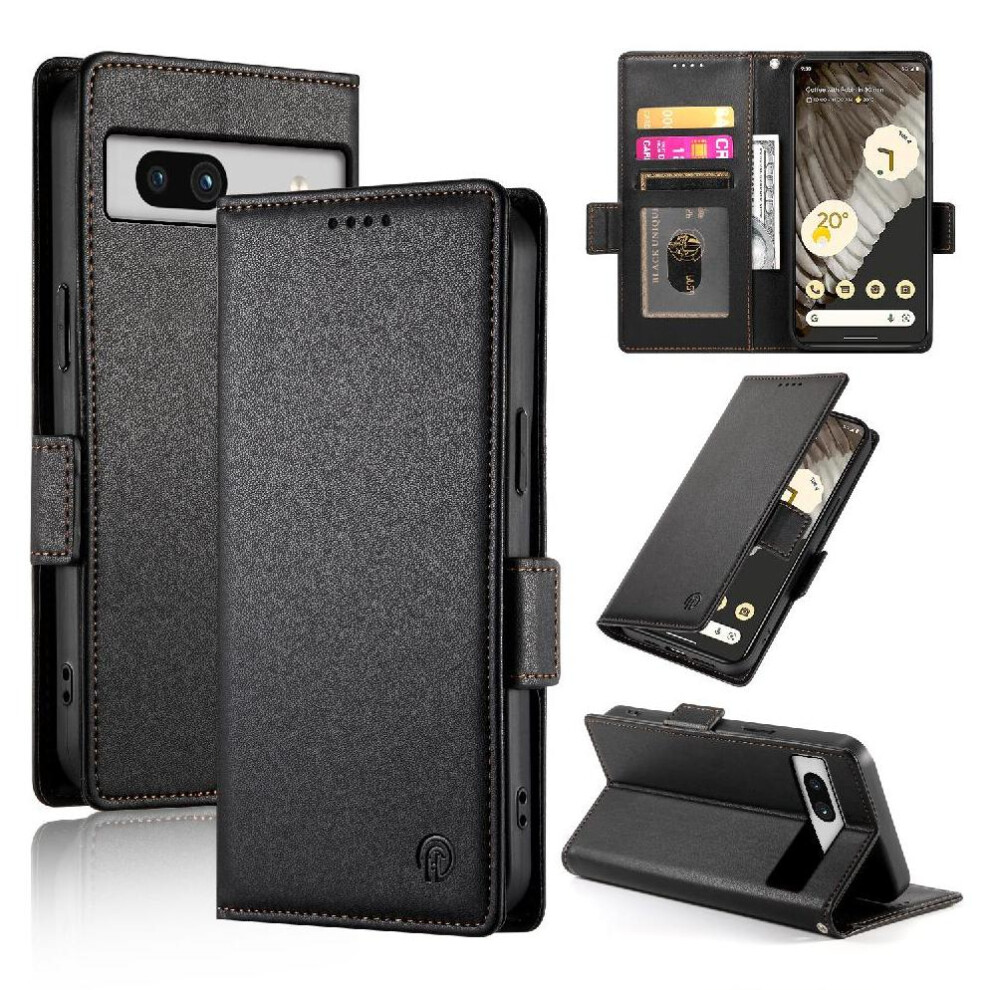 (Black) Flip Case For Google Pixel 7A Daily Use Business Flip Wallet Card Slots Black 764544208697