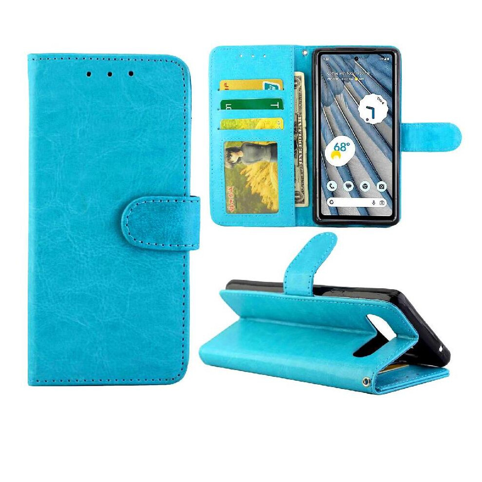 (Blue) Flip Case For Google Pixel 7A Kickstand Card Holder Pu Leather Magnetic Closure Shockproof Blue 764544208895